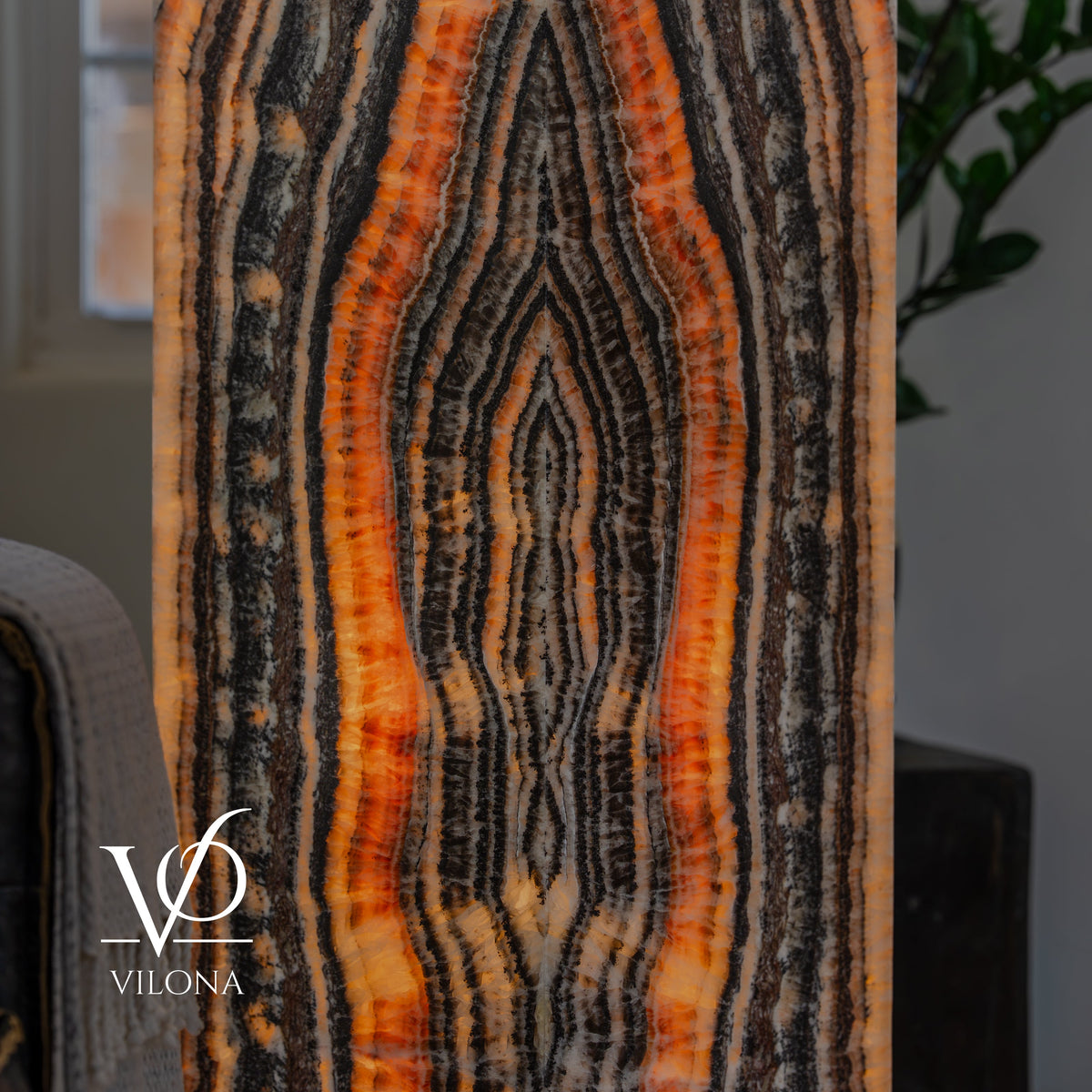 Tangerine Onyx Floor Lamp – 51" Tall × 12" Square #4