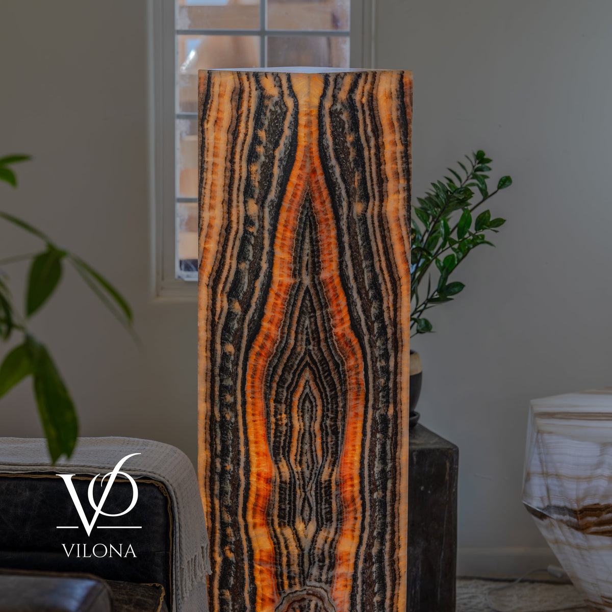 Tangerine Onyx Floor Lamp – 51" Tall × 12" Square #4