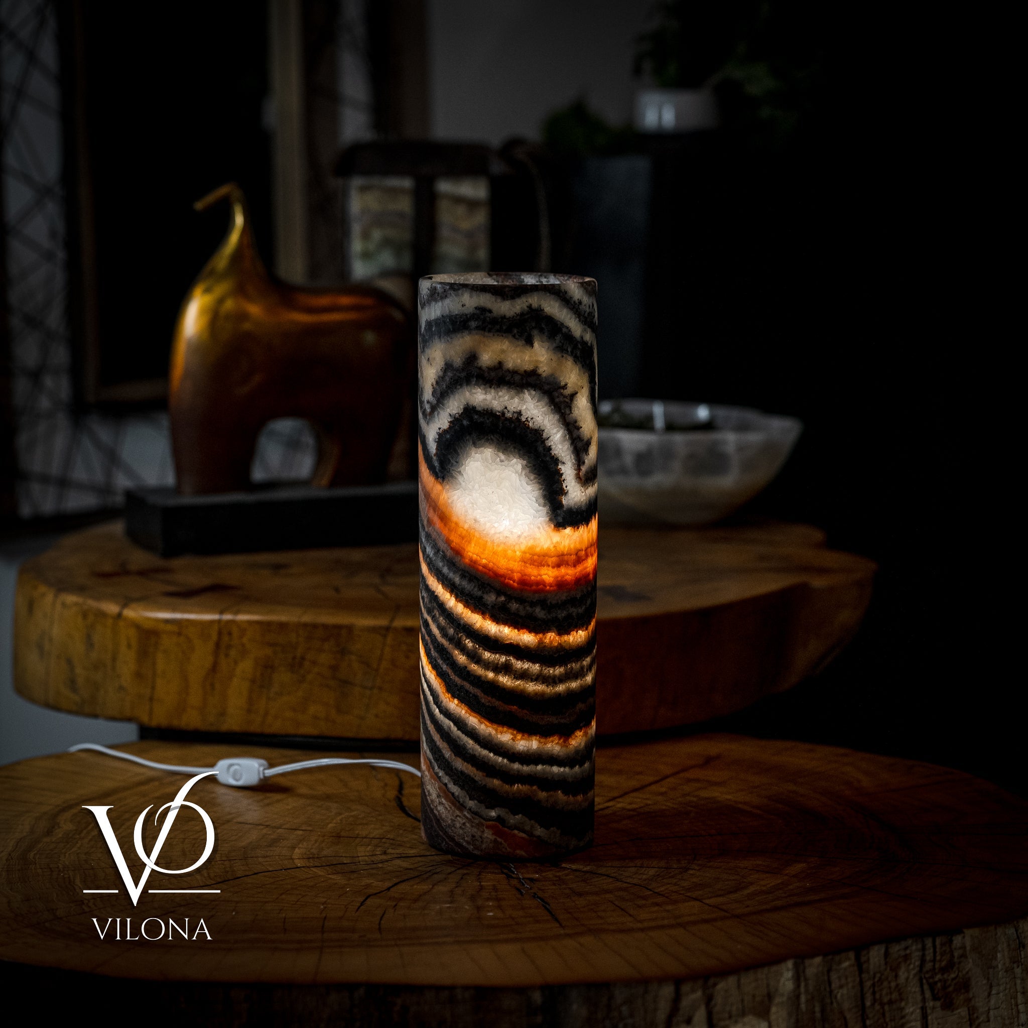 Ultra Exotic Tangerine Crystal (Onyx Table Lamp #34)