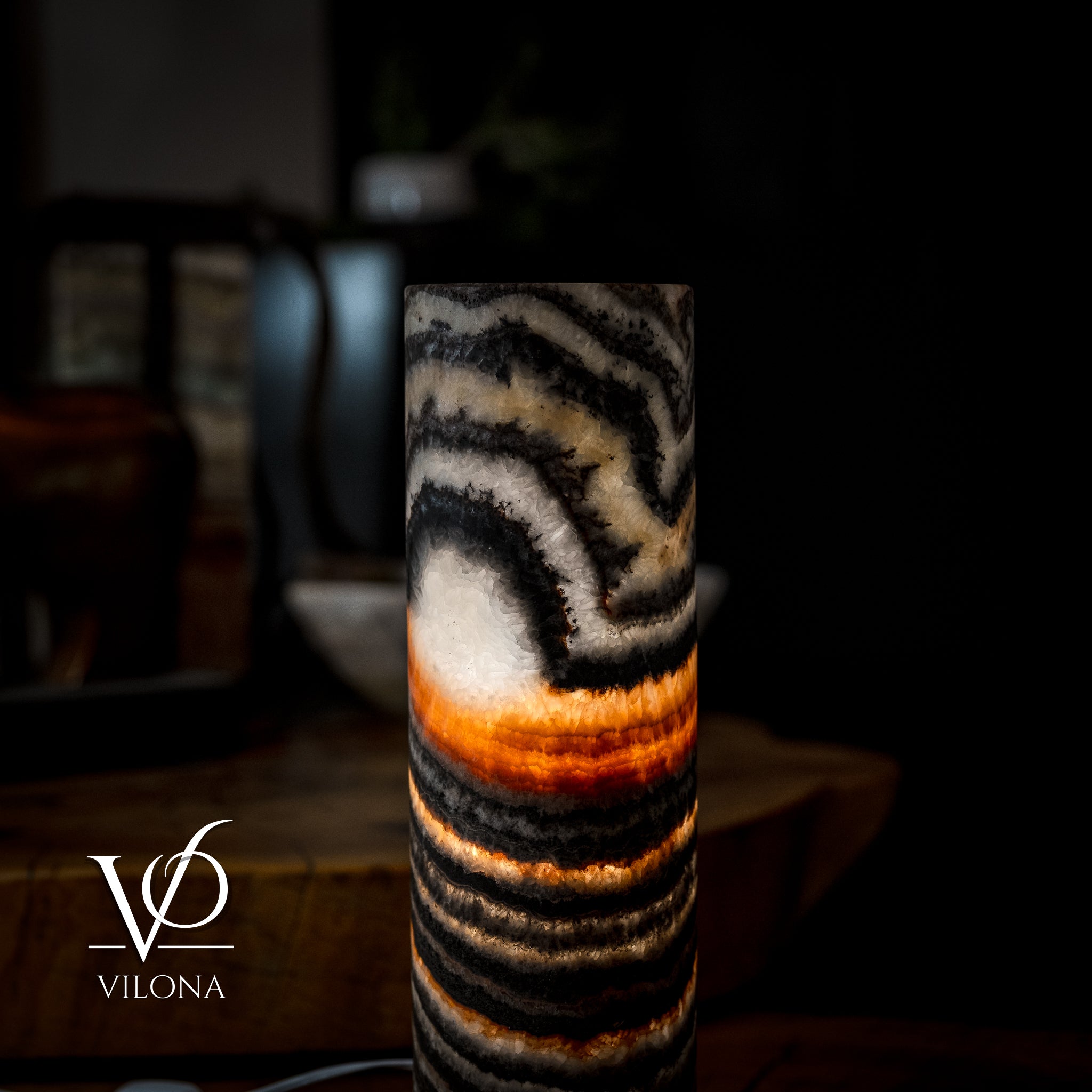 Ultra Exotic Tangerine Crystal (Onyx Table Lamp #34)