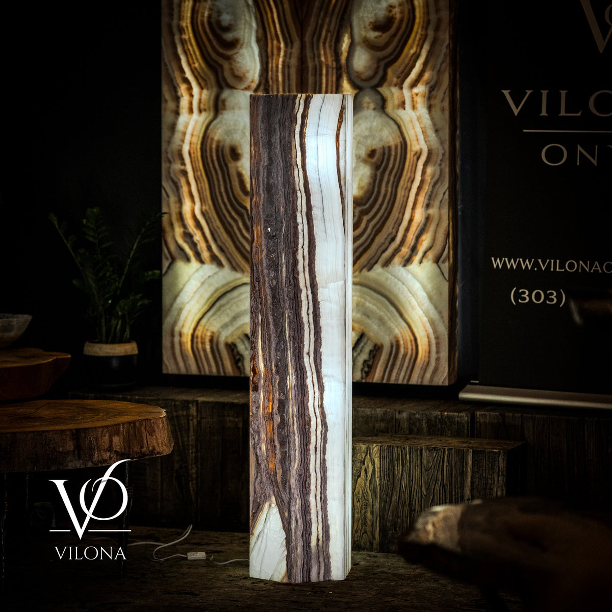 White Ice Onyx Floor Lamp (Hexagon Lamp #3)