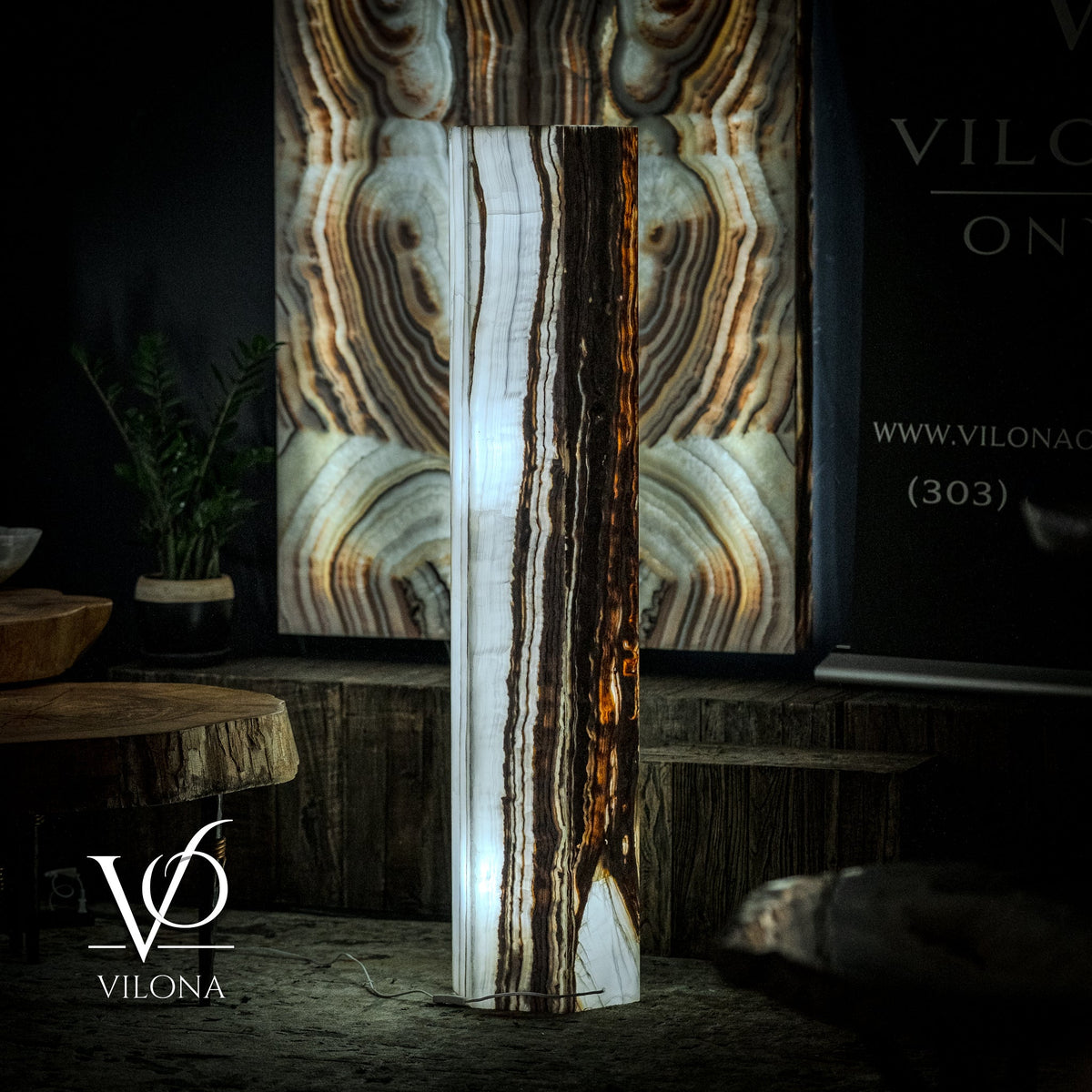 White Ice Onyx Floor Lamp (Hexagon Lamp #3)