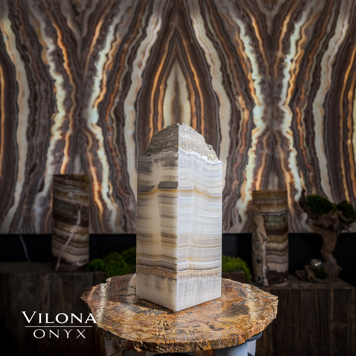 White Ice Onyx Lamp (Table Lamp #6)