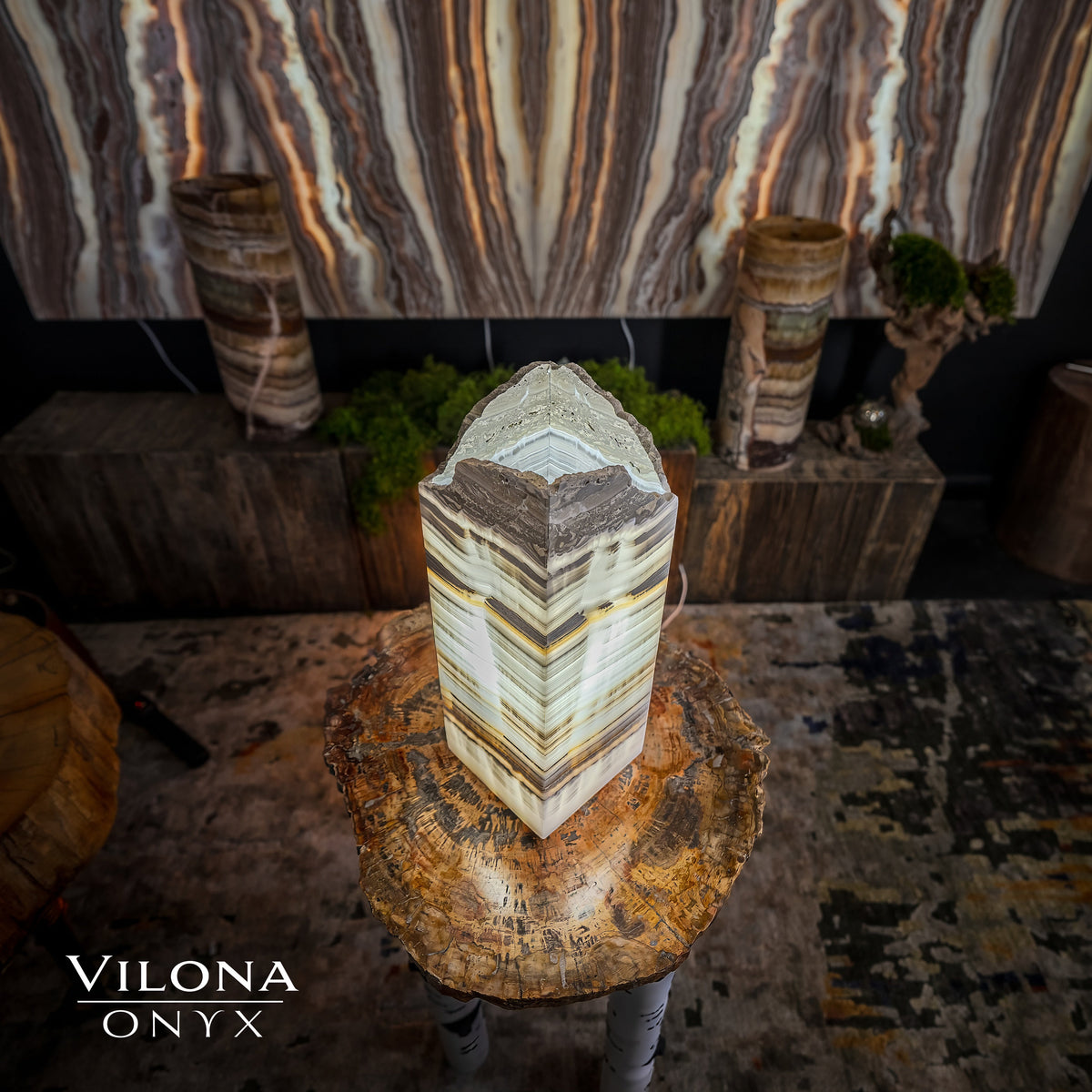 White Ice Onyx Lamp (Table Lamp #6)