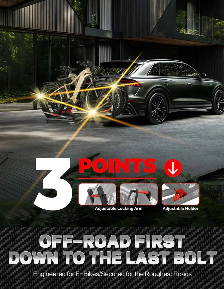 200lbs Capacity Tire-Clamp E-bike Rack with Ramp